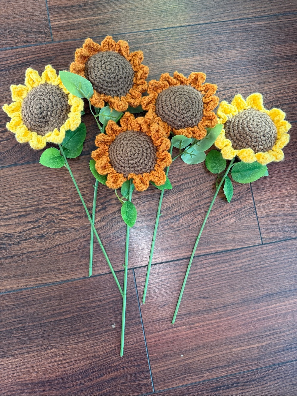 Handmade Crochet Sunflowers - Yellow and Orange